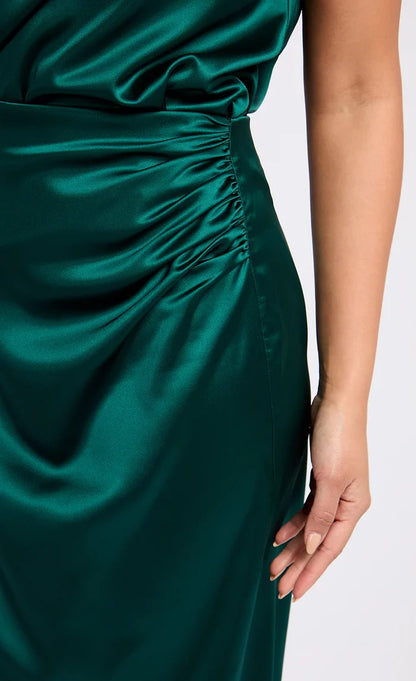 Aubery Satin Drape Skirt (Green)