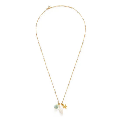 Necklace with star and heart-shaped pendant on a white background