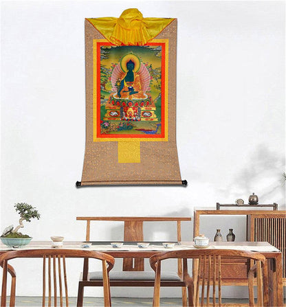 Bhaisajyaguru-Medicine Buddha - Tibetan thangka painting, view 7