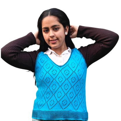 Blue Recycled Cotton Knit Top | Sustainable Summer Wear