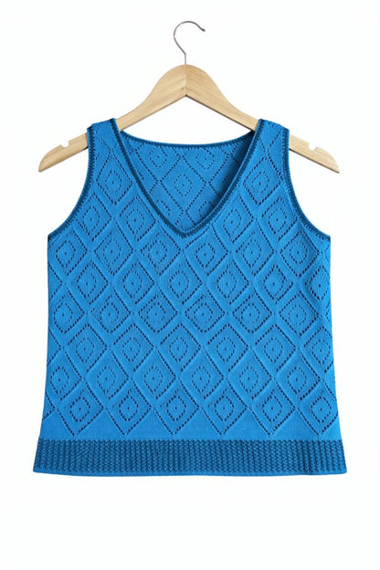 Blue Recycled Cotton Knit Top | Sustainable Summer Wear