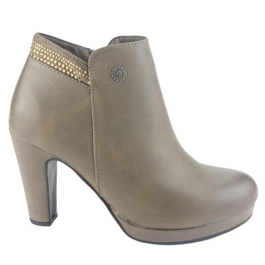 Botin Chalada Mujer Bambina-21 Taupe Casual Botines Taco Chalada