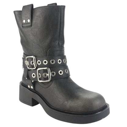 Botin Chalada Mujer Biker-5 Negro Casual Botines Plataforma Chalada