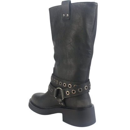 Botin Chalada Mujer Biker-6 Negro Casual Botines Taco Chalada