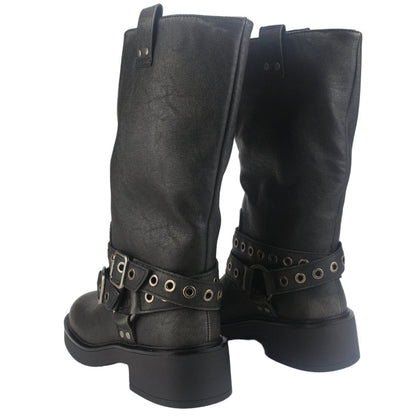 Botin Chalada Mujer Biker-6 Negro Casual Botines Taco Chalada