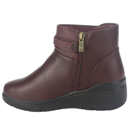 Botin Chalada Mujer Curve-5 Burdeo Casual Botines Taco Chalada