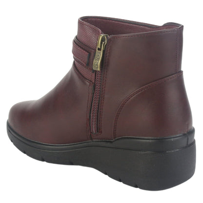 Botin Chalada Mujer Curve-5 Burdeo Casual Botines Taco Chalada