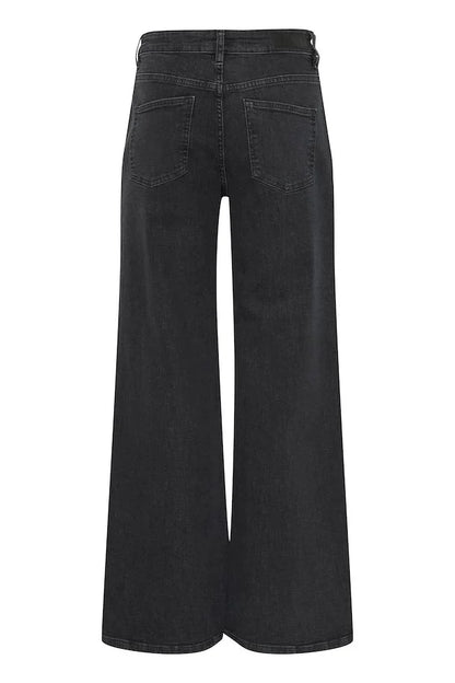 Braidy Rhinestone Wide Leg Jeans (Washed Black)