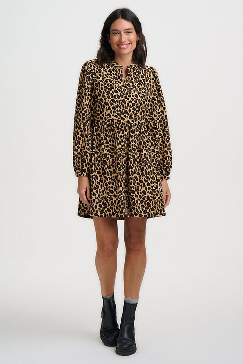 Brandy Mini Smock Dress (Leopard/Cord)