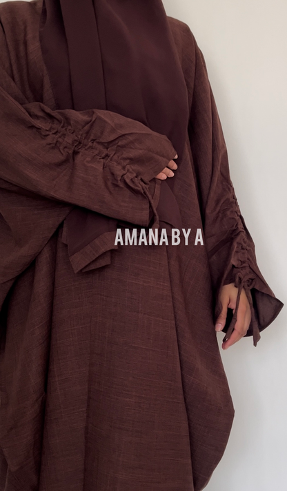 BROWN MAYA Cloak Abaya | OPEN | Free hijab |