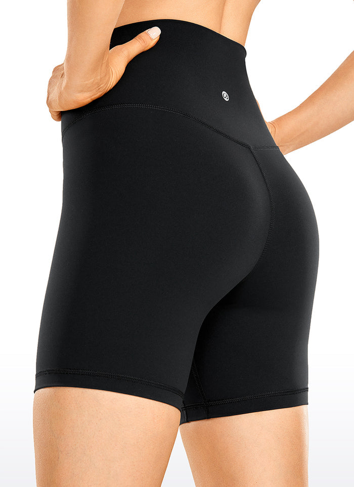 CRZ YOGA Women's Yoga High Rise Biker Brushed Nakedfeel Shorts 6'' Black