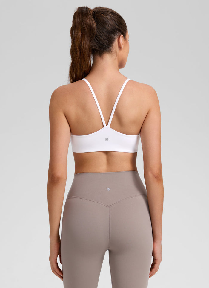 CRZ YOGA Women's Butterlift® Yoga V Back Double Lined Sports Bra White
