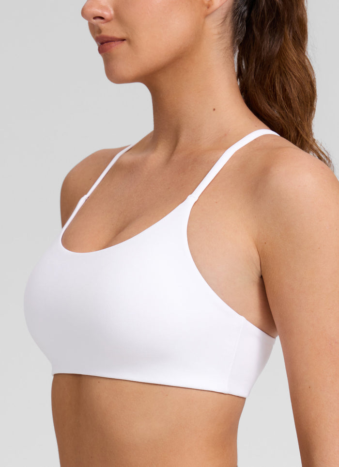 CRZ YOGA Women's Butterlift® Yoga V Back Double Lined Sports Bra White