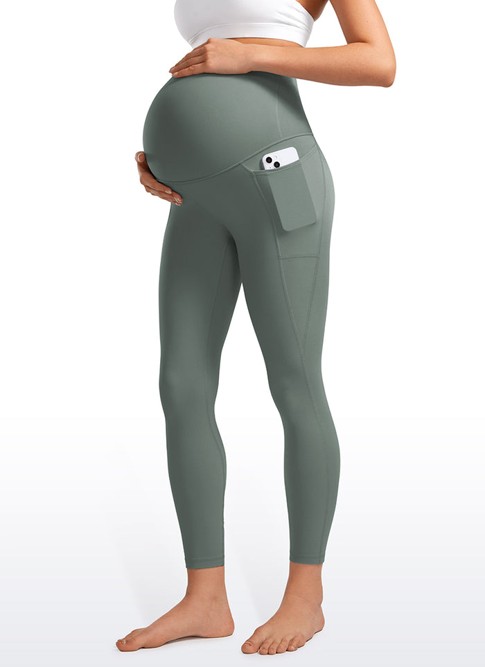 CRZ YOGA Womens Butterluxe Maternity Leggings with Pockets 25" Grey Sage
