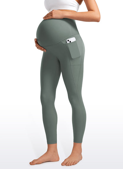CRZ YOGA Womens Butterluxe Maternity Leggings with Pockets 25" Grey Sage