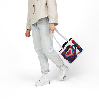 Travel tote bag with black lining and all-over print for light packing and essentials