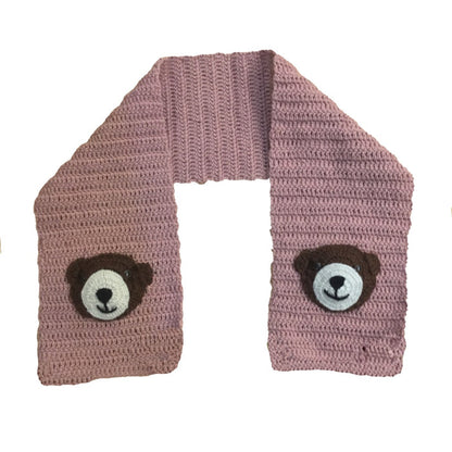 Cardigan with Bear muffler | Hand Knit 100% Wool | Size-2 years