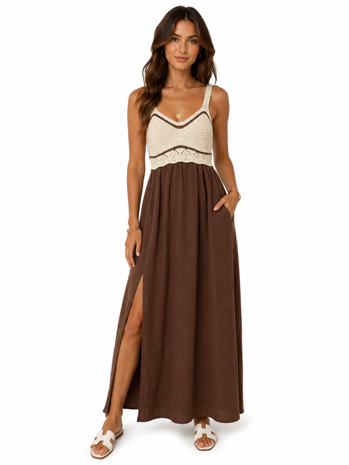 Celia Maxi Dress (Brown)
