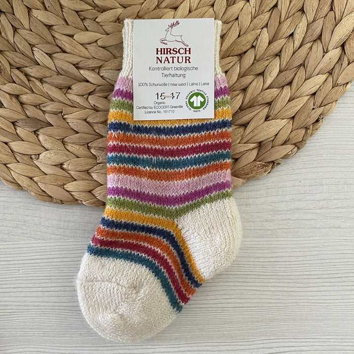 Chaussettes épaisses en laine Hirsch Natur Kids Rainbow