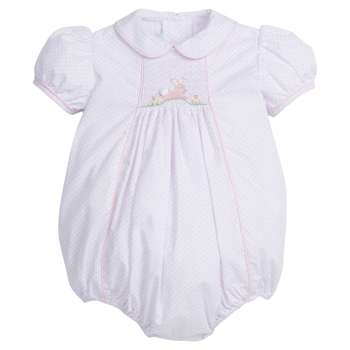 Chest Smocked Bubble - Pink Bunny