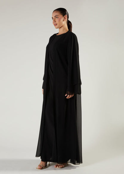 Chiffon Two Piece Abaya Black