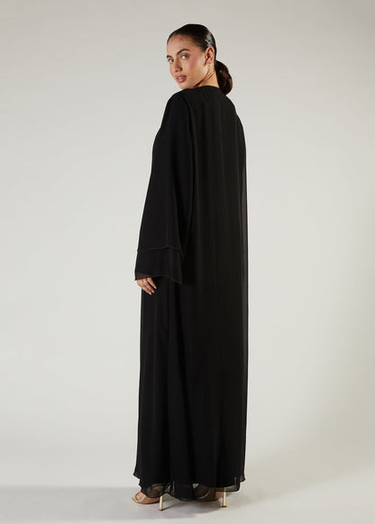 Chiffon Two Piece Abaya Black