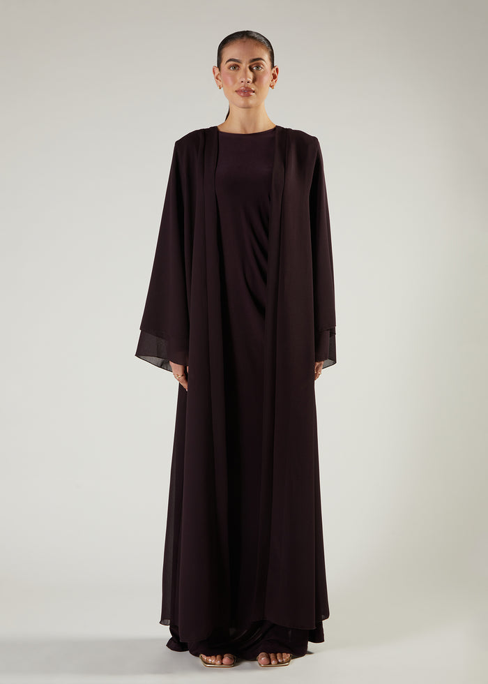 Chiffon Two Piece Abaya Burgundy