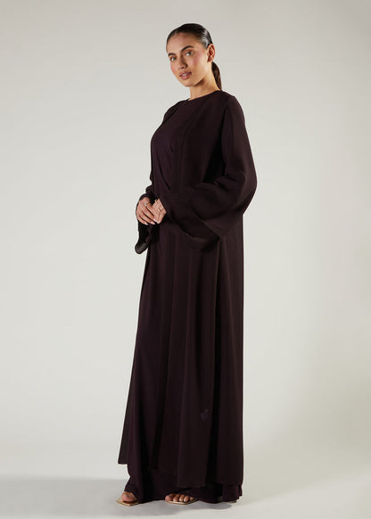 Chiffon Two Piece Abaya Burgundy