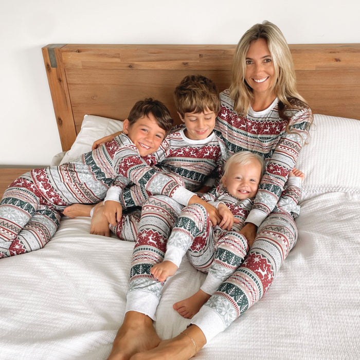 Cozy Christmas family pajamas with animal print pants
