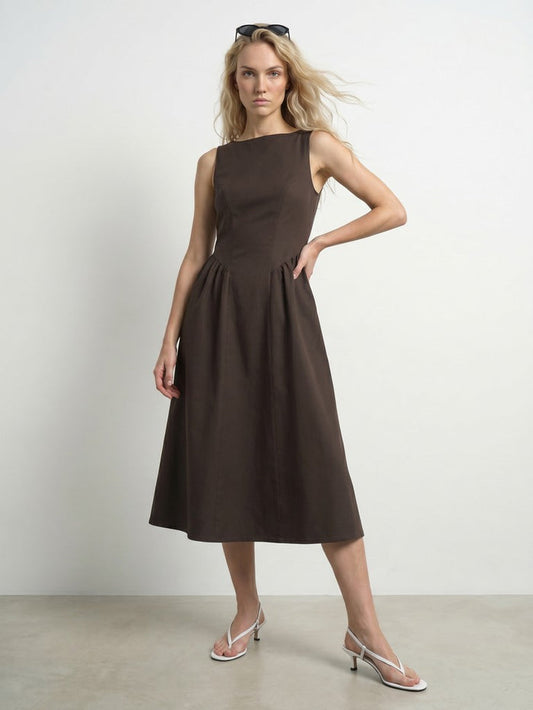 Ciara Midi Dress (Chocolate Brown)