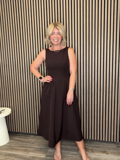 Ciara Midi Dress (Chocolate Brown)