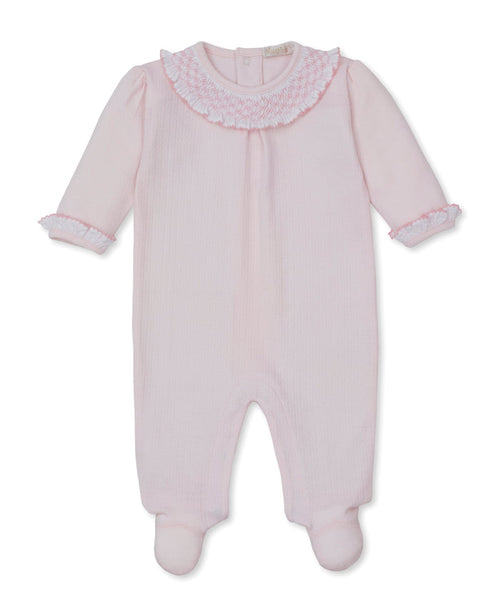 CLB Pink Smocked Ruffle Footie
