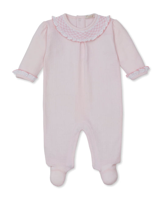CLB Pink Smocked Ruffle Footie