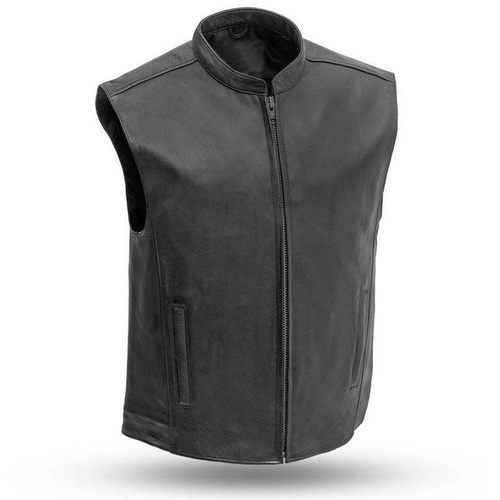 Club House Vest: Designed for the minimalist rider, the Club House Men's Motorcycle Leather Vest offers clean lines and a sle