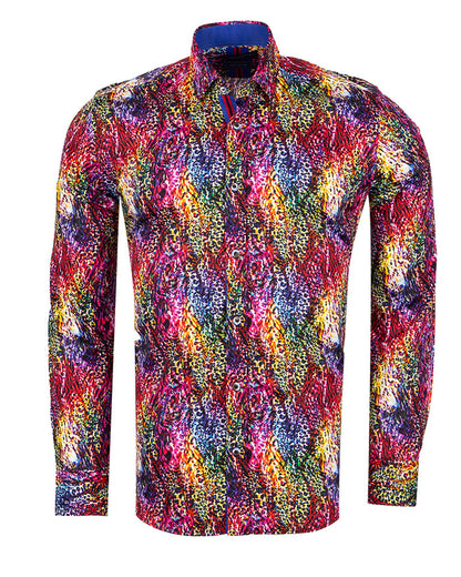Colourful Print Men's Shirt with Matching Handkerchief-Makrom