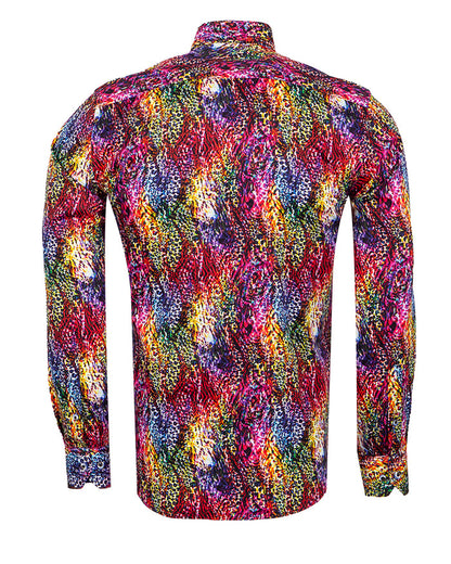 Colourful Print Men's Shirt with Matching Handkerchief-Makrom