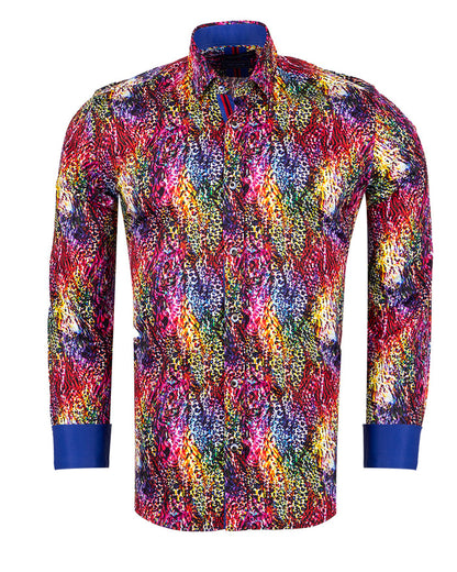 Colourful Print Men's Shirt with Matching Handkerchief-Makrom