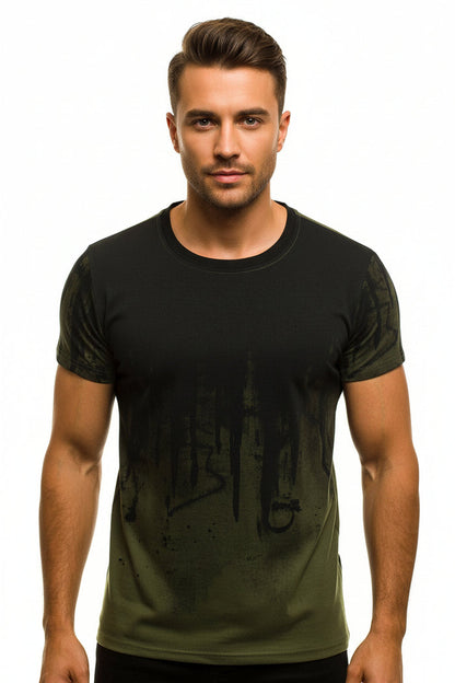 Short-sleeve men's training top with a visible gradient pattern, displayed clearly with available style details at PrintOne1.