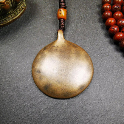 Copper Melong 1.77" - Tibetan Buddhist art, detailed view