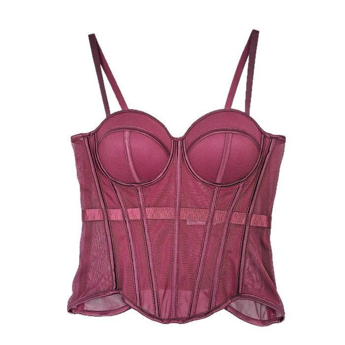 Women's camisole with fishtail hem, slim fit, short length and slight stretch in polyester, shown for product page reference.