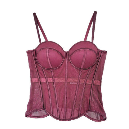 Women's camisole with fishtail hem, slim fit, short length and slight stretch in polyester, shown for product page reference.