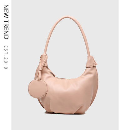 Crescent Shoulder Bag for Women with Zipper and Pockets