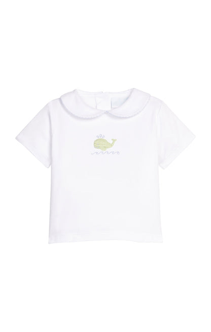 Crochet Peter Pan Shirt/Banded Short Set-Blue Whale