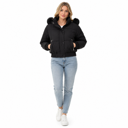 Cropped Puffer Jacket Women - Warm Hooded