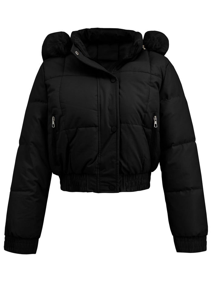 Cropped Puffer Jacket Women - Warm Hooded