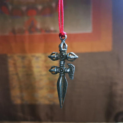 Cross Vajra and Kartika Phurba -2.36" - Tibetan Buddhist vajra, detailed view
