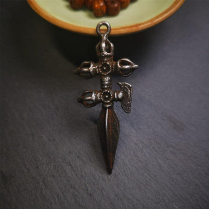 Cross Vajra and Kartika Phurba -2.36" - Tibetan Buddhist vajra, view 6
