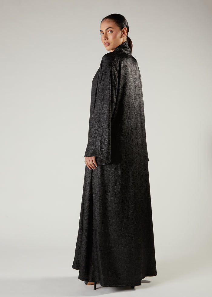 Crushed Satin Open Abaya
