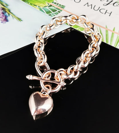 Dainty Heart Toggle Bracelet- Rose Gold