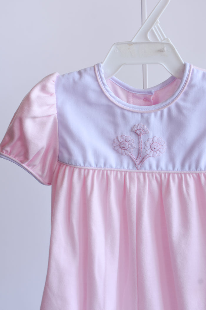 Daisy Detailed Pink Knit Bubble Romper